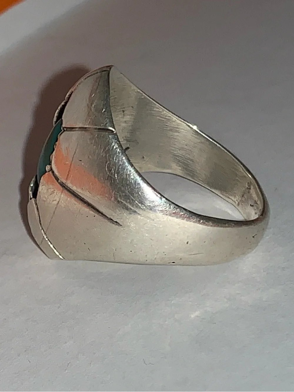 Vintage Sterling Navajo Turquoise Sterling Silver Shadowbox Ring Size 10 3/4 12g